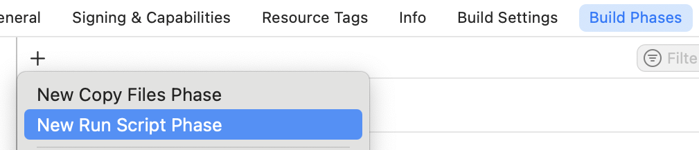 New Run Script Phase